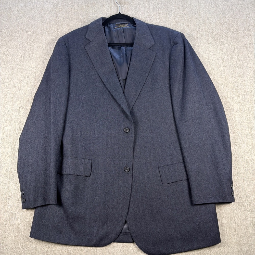 VTG Brooks Brothers Men's 100% Wool 2-Button Blazer Blue Herringbone • USA • 44L